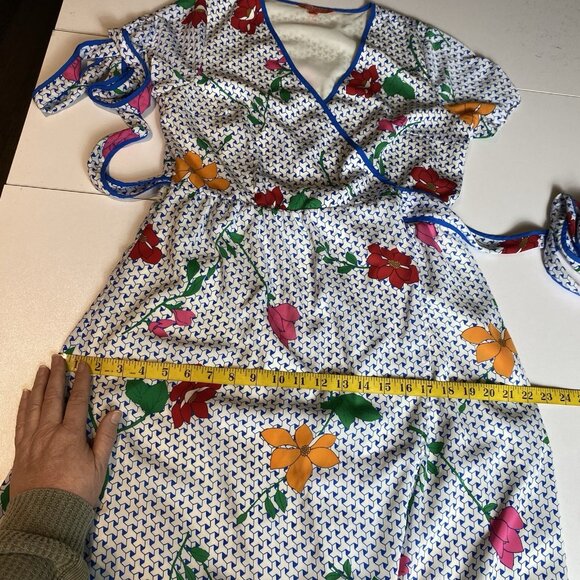 Modcloth Womens Dress Leave Delight On Floral Party Wrap Lined 80s Style Sz L - Picture 13 of 13